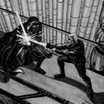 Star Wars Luke and Vader battle on walkway